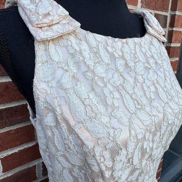 Jodi Kristopher Party Dress Size 7 Ivory Gold Lace Special Occasion Easter - Picture 2 of 11